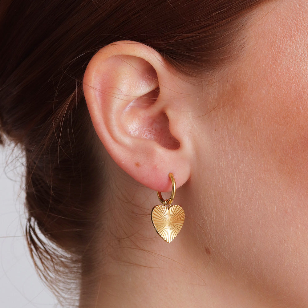 Heart Sunburst Earrings - Gold