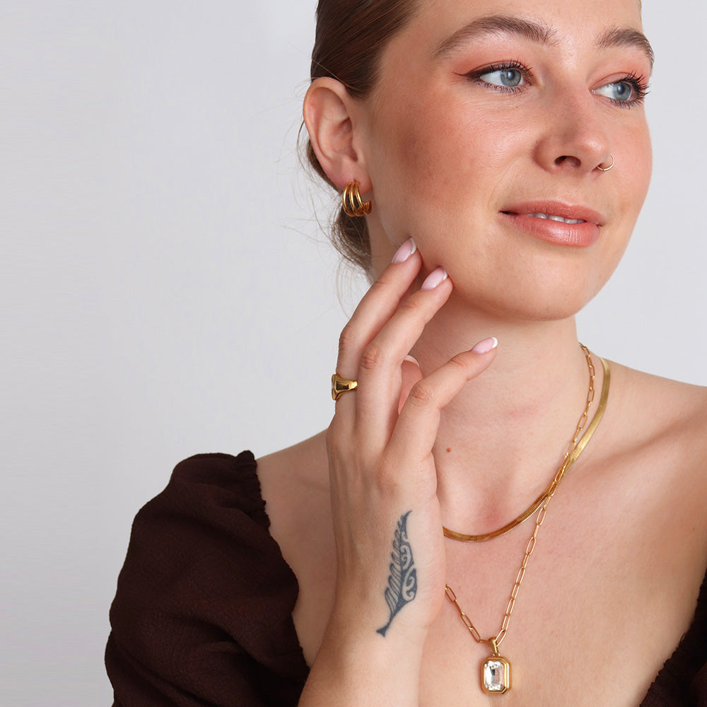 Triple Hoop Earrings - Gold