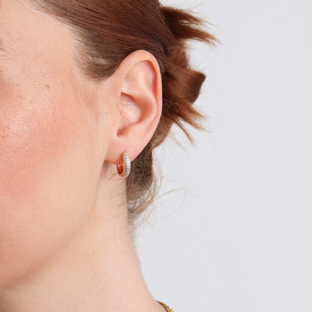 Zircon Hoop Earrings - Gold